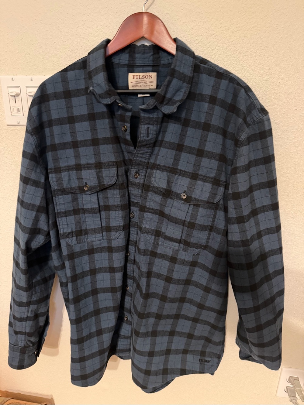 Filson Blue & Black Plaid Lightweight Shirt Jacket